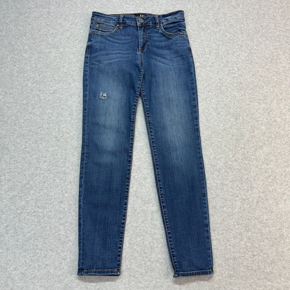 Kut From The Kloth Diana Skinny Jeans WMN 6 Blue Medium Wash Mid Rise Distressed